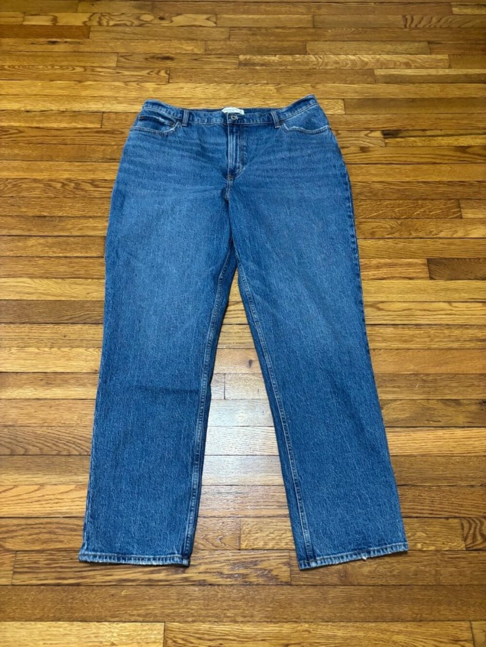 Abercrombie 90s Straight Ultra High Rise Jeans Blue Denim Women's Plus 18L Tall